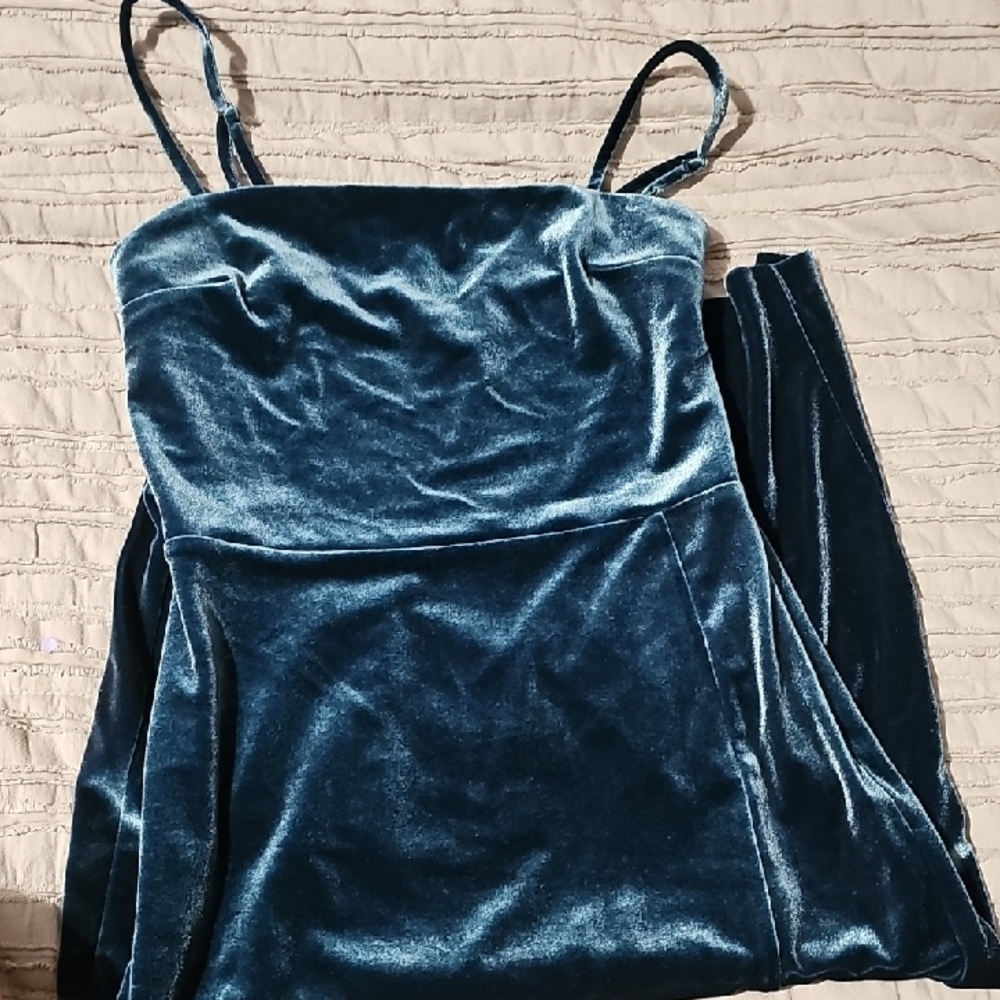 Express Teal Velvet Midi Dress